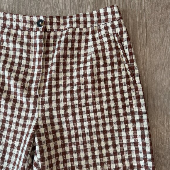 Sezane Martin Crop Trousers in Brown/ Ecru Gingham - Picture 3 of 6